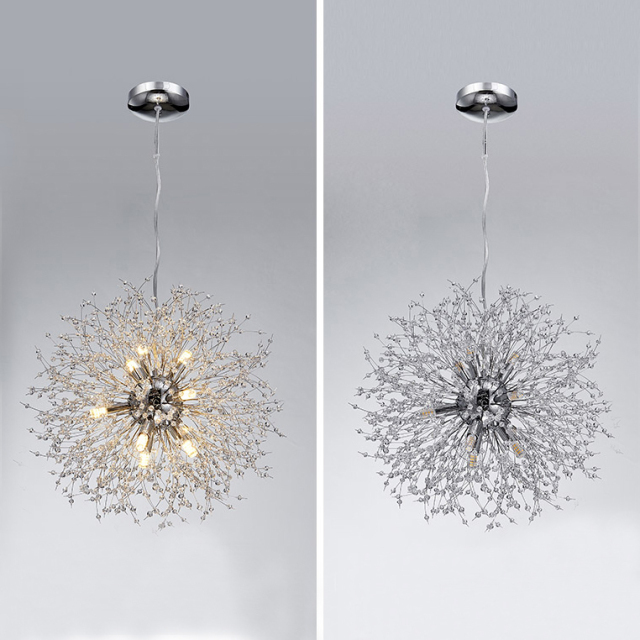 Contemporary Firework Chandelier for Living Room Bedroom 8-Light in Chrome/Gold