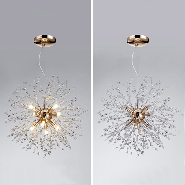 Contemporary Firework Chandelier for Living Room Bedroom 8-Light in Chrome/Gold