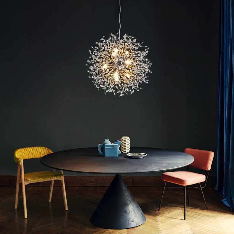 Contemporary Sputnik Firework Chandelier for Living Room Bedroom 8-Light in Chrome/Gold