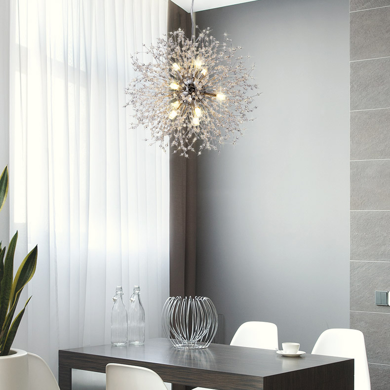 Contemporary Sputnik Firework Chandelier for Living Room Bedroom 8-Light in Chrome/Gold
