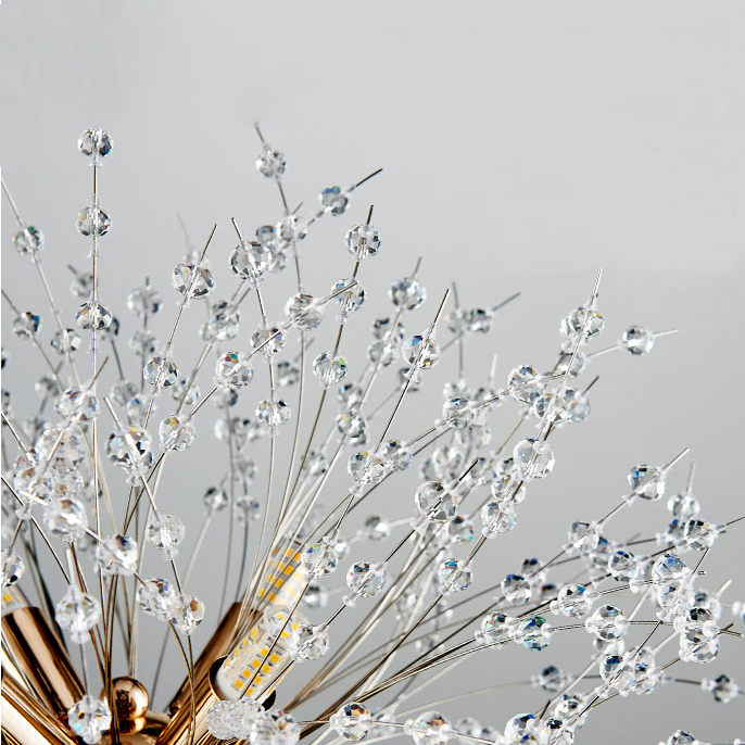 Contemporary Sputnik Firework Chandelier for Living Room Bedroom 8-Light in Chrome/Gold