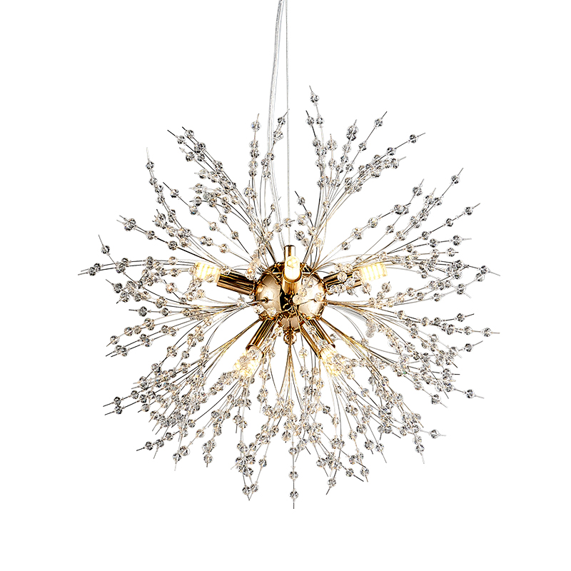 Contemporary Sputnik Firework Chandelier for Living Room Bedroom 8-Light in Chrome/Gold
