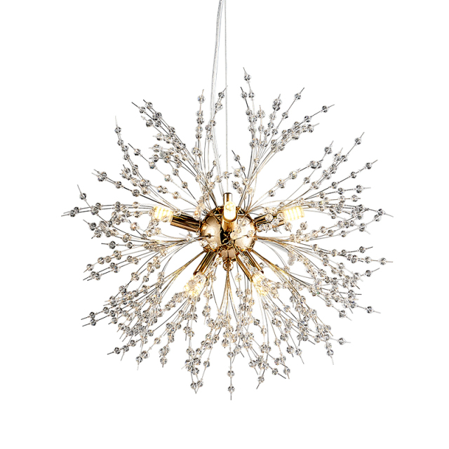 Contemporary Firework Chandelier for Living Room Bedroom 8-Light in Chrome/Gold