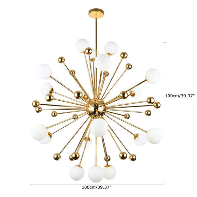 Mid Century Modern 18 Light Sputnik Inspired Chandelier in Gold