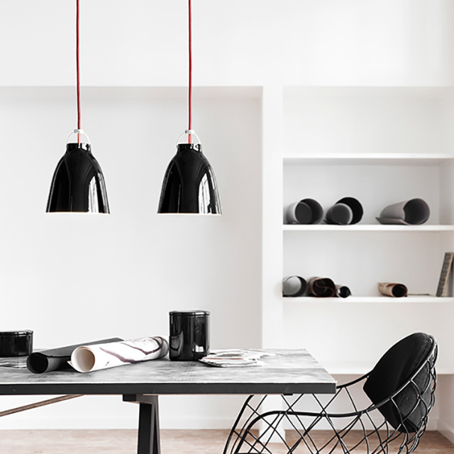 Modern 1 Light Dome Pendant Light in Glossy Black/White for Kitchen Island, Dining Room or Resturant