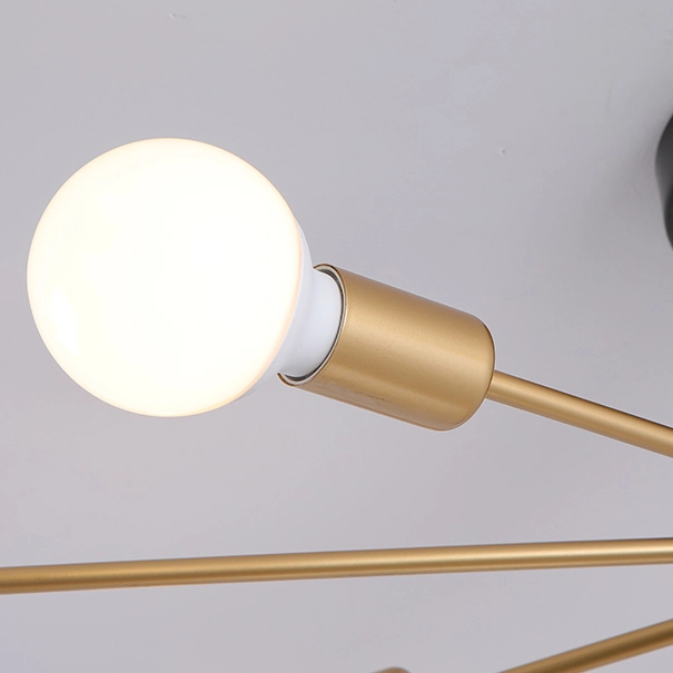 Mid Century Modern 10 Light Sputnik Ceiling Light in Black/Gold for Bedroom Living Room