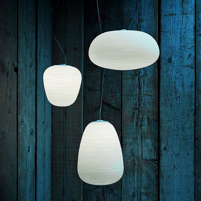 Modern White 1 Light Pendant Light with Ribbed Blown Glass Shade