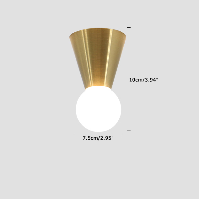 Mid Century Modern Brass Flush Mount Mini Ceiling Light for Hallway Foyer