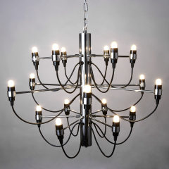 Mid Century Modern Chandelier in Chrome, 18/30/50 Lights Suspension Pendant Chandelier for High Ceiling Entryway Foyer Dining Room