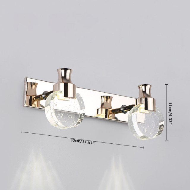 Contemporary 3-Light LED Vanity Light with Bubble Crystal Glass Shade