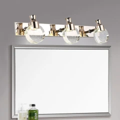 Contemporary 3-Light LED Vanity Light with Bubble Crystal Glass Shade