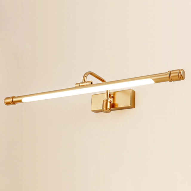 Mid Century Modern LED Vanity Light in Matte Gold Angle Adjustable