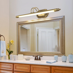Mid Century Modern LED Bathroom Vanity Ligting in Brass, Light Angle Adjustable