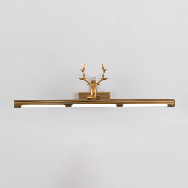 Rustic Modern LED Antler Vanity Lighting in Brushed Brass/Black