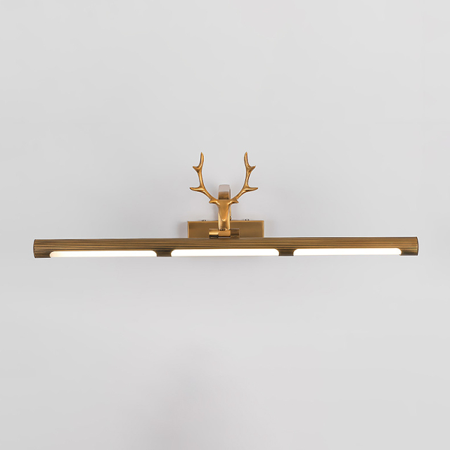 Rustic Modern LED Antler Vanity Lighting in Brushed Brass/Black