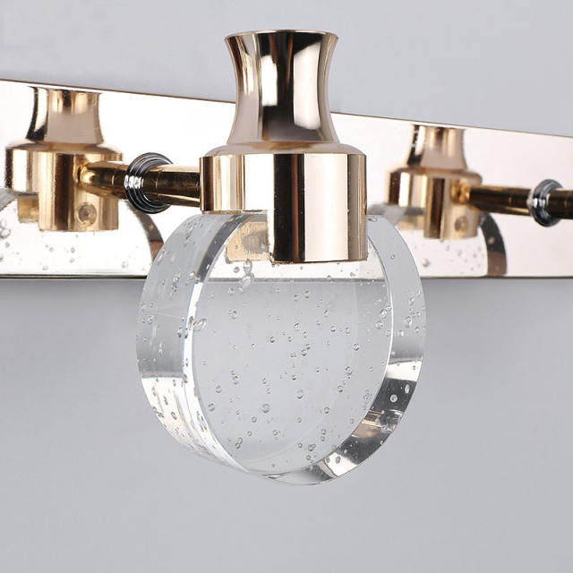 Contemporary 3Light LED Vanity Light with Bubble Crystal Glass Shade,