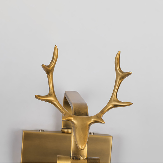 Rustic Modern LED Antler Vanity Lighting in Brushed Brass/Black