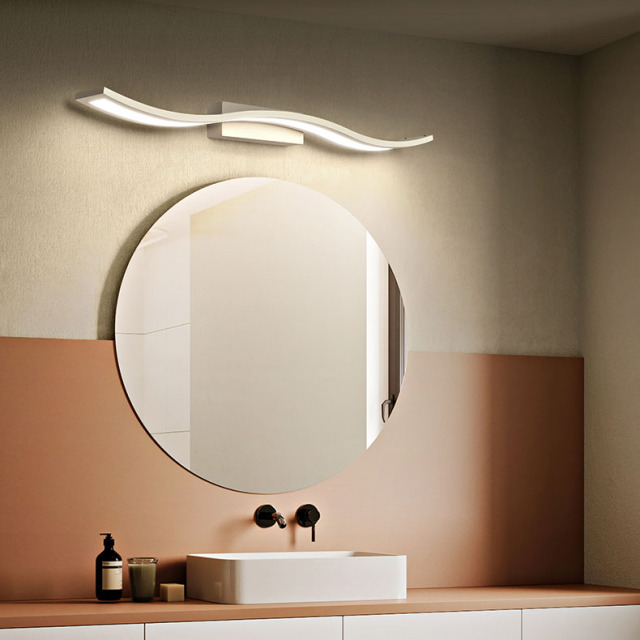 Contemporary Style Minimalist Wave LED Vanity Light in Black/White Finish