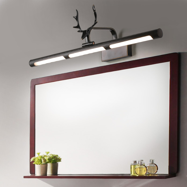 Rustic Modern LED Antler Vanity Lighting in Brushed Brass/Black