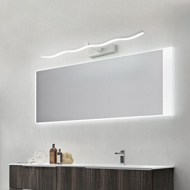 Modern Style Waving Aluminium LED Vanity Light Bathroom Mirror Lighting in Black/White