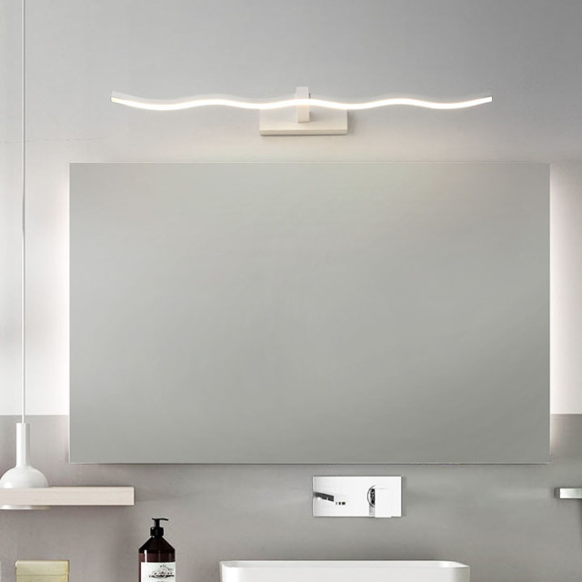 Modern Style Waving Aluminium LED Vanity Light Bathroom Mirror Lighting in Black/White