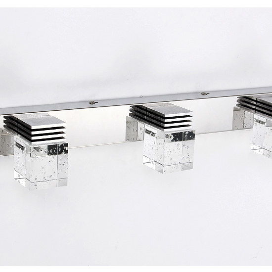 Contemporary 3-Light LED Vanity Light in Chrome with Crystal Glass Squares