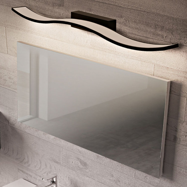 Contemporary Style Minimalist Wave LED Vanity Light in Black/White Finish