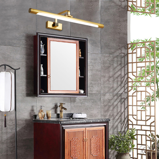 Modern Oriental Style LED Vanity Light in Brass