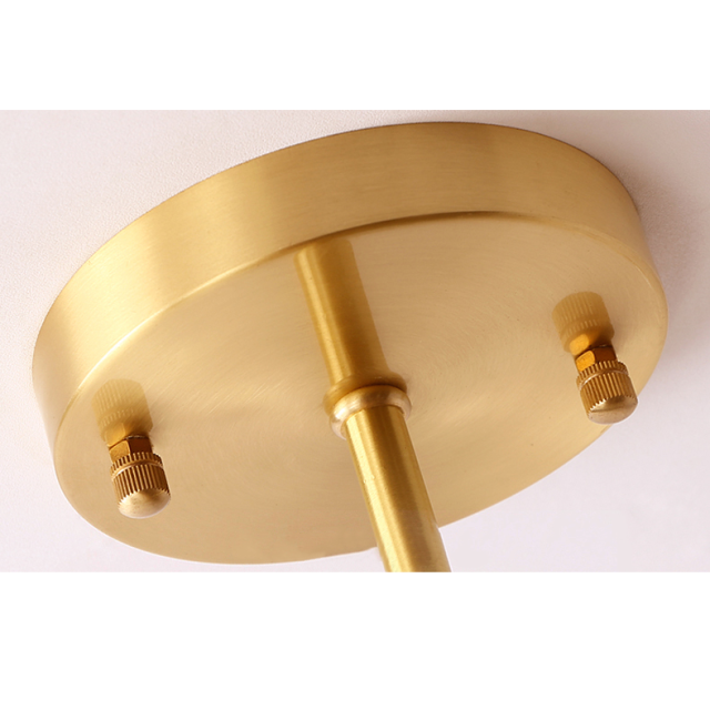 Modern 4 Light Semi Flush Ceiling light in Brass with Globe Glass Shade