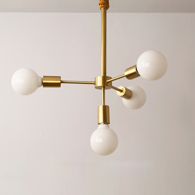 Mid Century Modern 7 Light Brass Suspension Chandelier