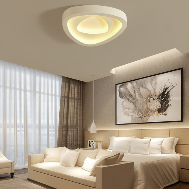 Modern Style Metal LED Rose Flush Mount Ceiling Light in White for Bedroom Living Room