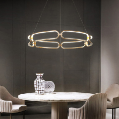 Modern Style 17"Wide LED Ring Chandelier in Gold/Nickel for Living Room, Dining Room, Bedroom