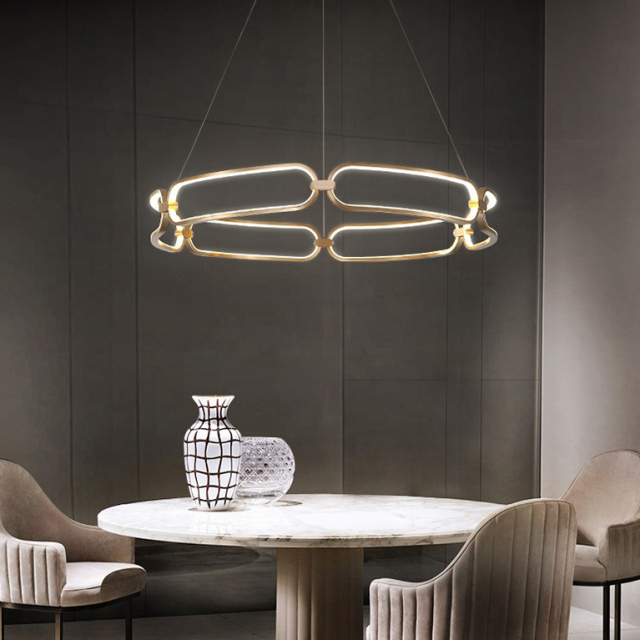 Modern Style 17&quot;Wide LED Ring Chandelier in Gold/Nickel for Living Room, Dining Room, Bedroom