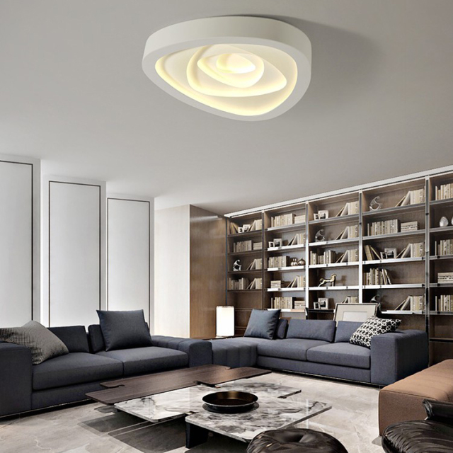 Modern Style Metal LED Rose Flush Mount Ceiling Light in White for Bedroom Living Room