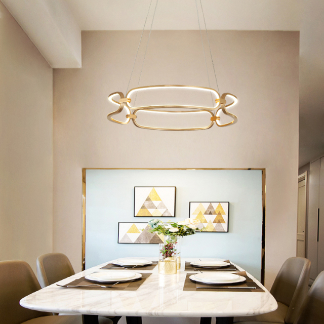 Modern Style 17&quot;Wide LED Ring Chandelier in Gold/Nickel for Living Room, Dining Room, Bedroom