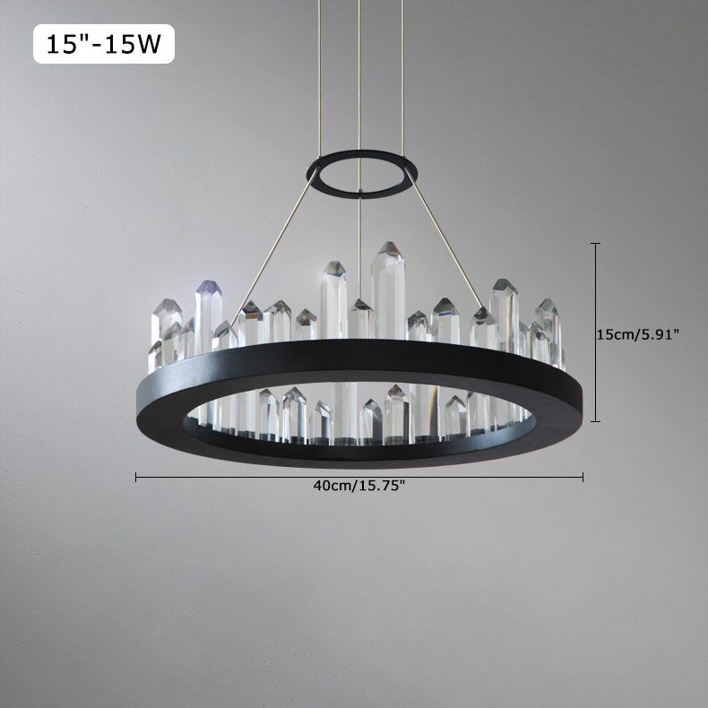Modern Crystal Style 15 3/4" Wide LED Round Chandelier in Black with K9 Crystal Strips for Dining Room Bedroom or Living Room