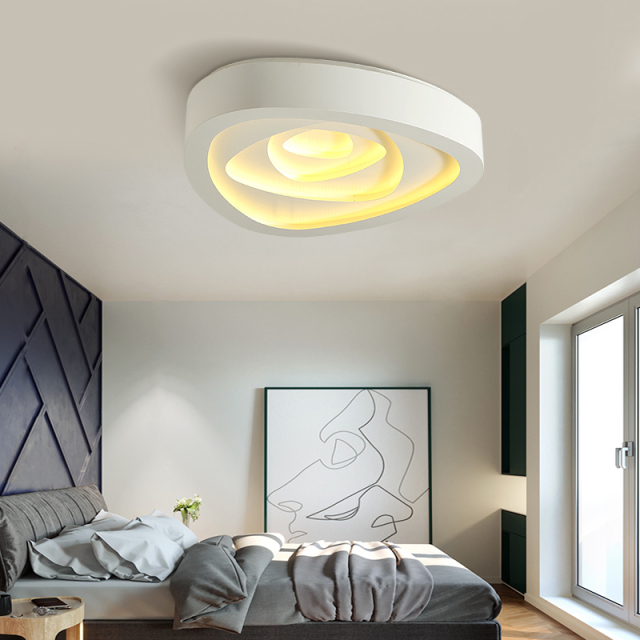 Modern Style Metal LED Rose Flush Mount Ceiling Light in White for Bedroom Living Room