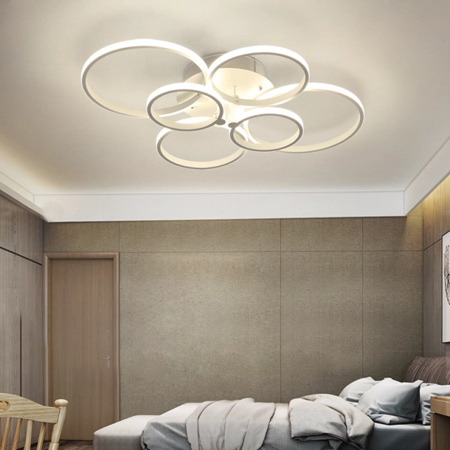 LED Modern Lighting 4-Ring 6-Ring 8-Ring Semi Flush Mount for Kitchen Living Room Dining Room