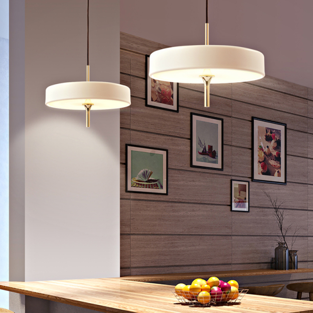 Modern Style Round LED Pendant Lamp in Black/White/Blue for Kitchen Island Dining Room Restaurant