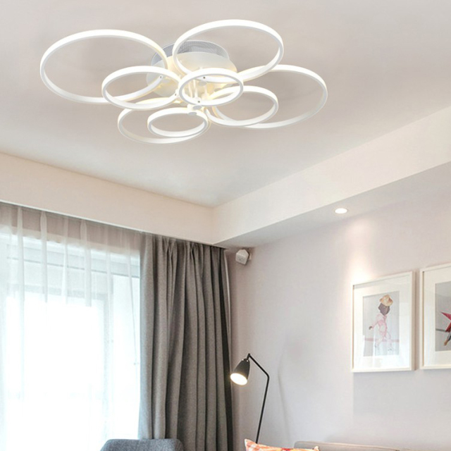 LED Modern Lighting 4-Ring 6-Ring 8-Ring Semi Flush Mount for Kitchen Living Room Dining Room
