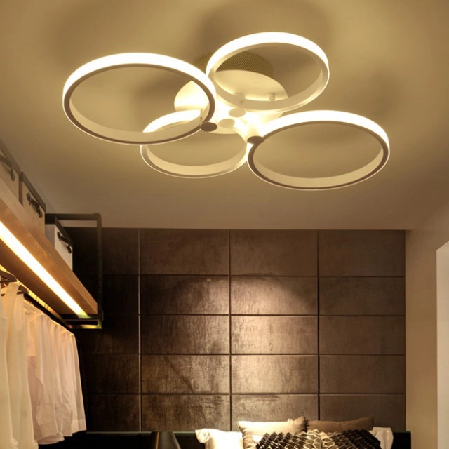 LED Modern Lighting 4-Ring 6-Ring 8-Ring Semi Flush Mount for Kitchen Living Room Dining Room