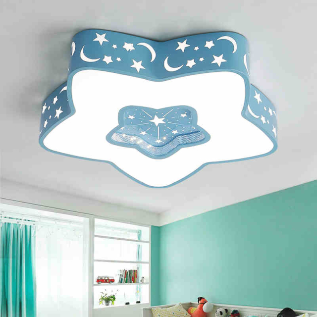 Modern White Star LED Flush Mount Ceiling Light for Children's Room