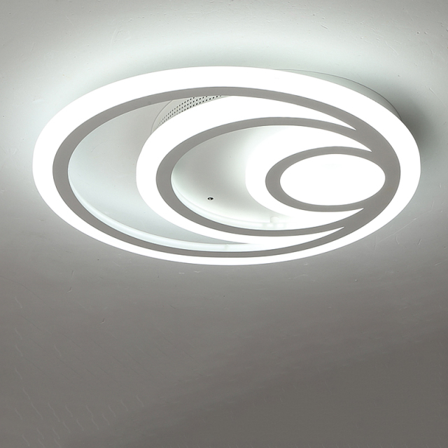 LED Contemporary Lighting 3 Rings Close to Ceiling Lighting Fixture in White for Bedroom Living Room