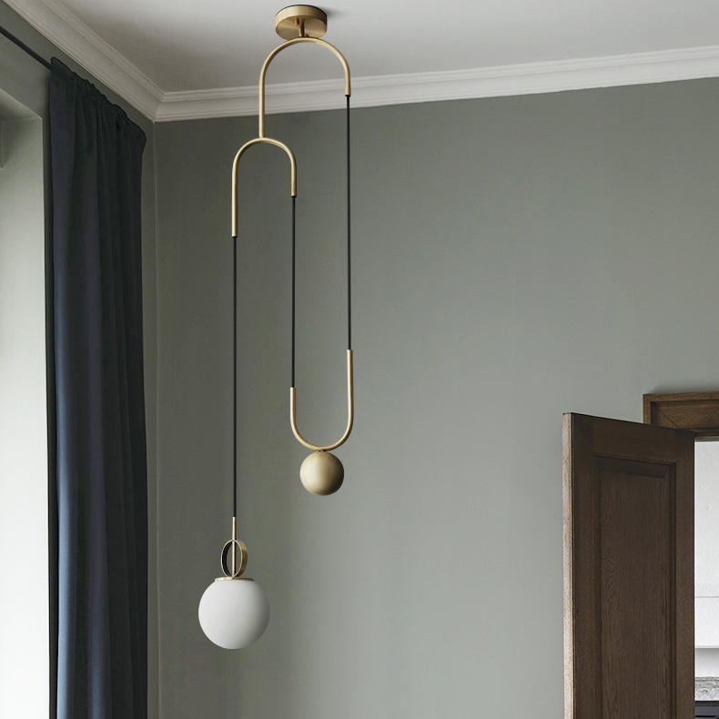 brass and opal pendant light