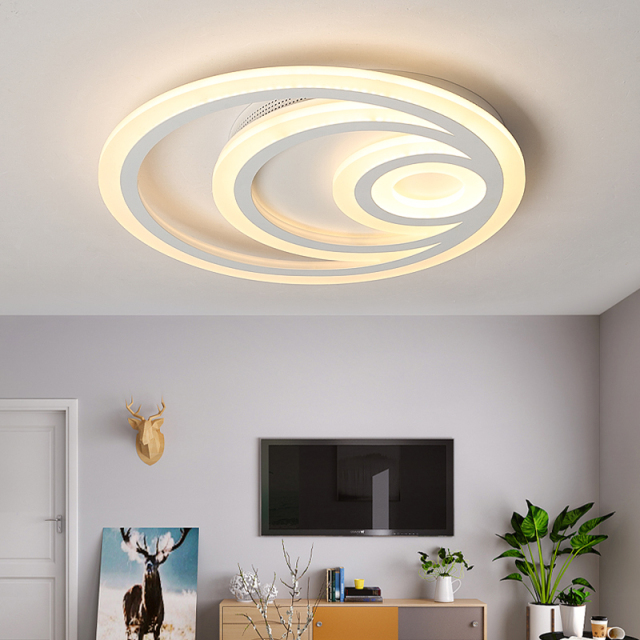 LED Contemporary Lighting 3 Rings Close to Ceiling Lighting Fixture in White for Bedroom Living Room