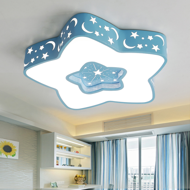 Modern White Star LED Flush Mount Ceiling Light for Children's Room