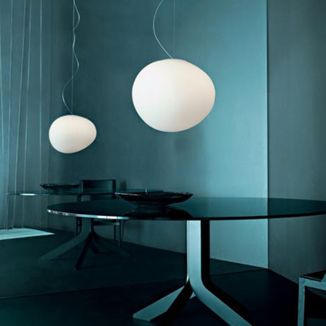 Minimalist Stone Glass Pendant Light Suspension with Hand-blown Glass Shade