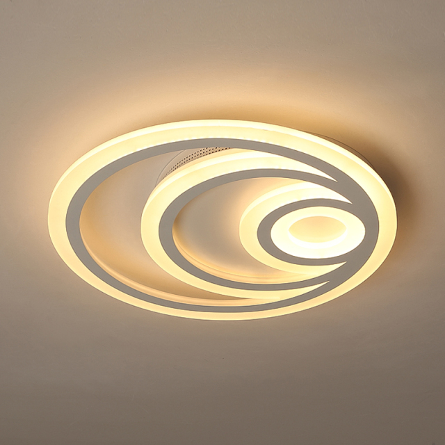 LED Contemporary Lighting 3 Rings Close to Ceiling Lighting Fixture in White for Bedroom Living Room