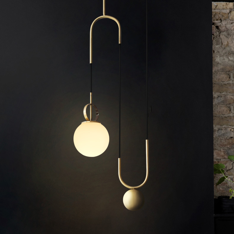 brass and opal pendant light