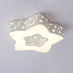 Modern White Star LED Flush Mount Ceiling Light for Children's Room